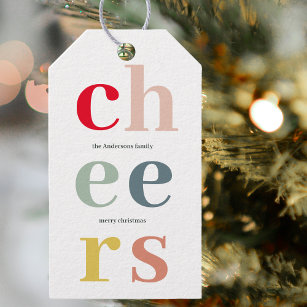 Colourful Cheer Christmas   Happy Holidays Gift Tags