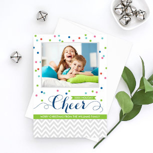 Colourful Cheer Confetti Photo Holiday Card