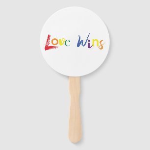 Colourful, cheerful, creative design of Love Wins Hand Fan