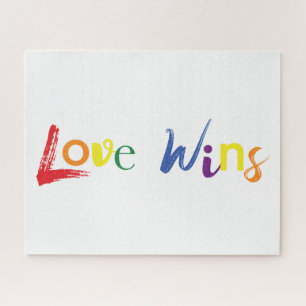 Colourful, cheerful, creative design of Love Wins Jigsaw Puzzle