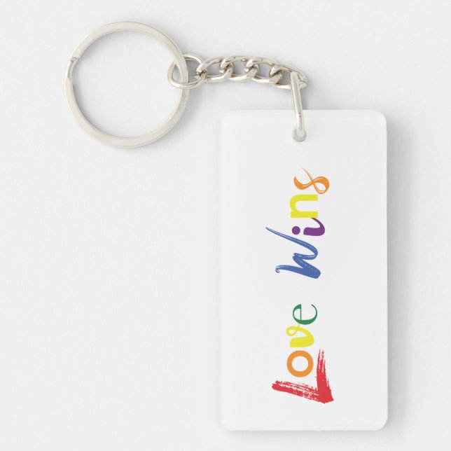 Colourful, cheerful, creative design of Love Wins Keychain (Front)
