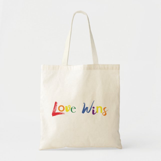 Colourful, cheerful, creative design of Love Wins Tote Bag (Front)