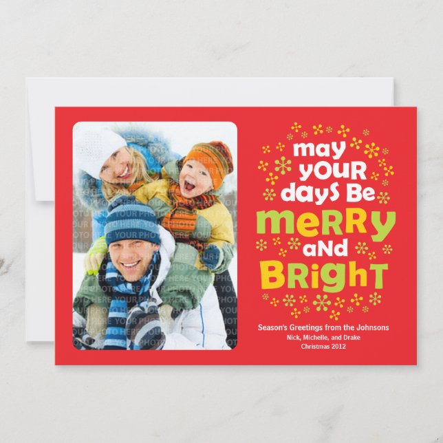 Colourful & Cheerful Merry & Bright Christmas Holiday Card (Front)