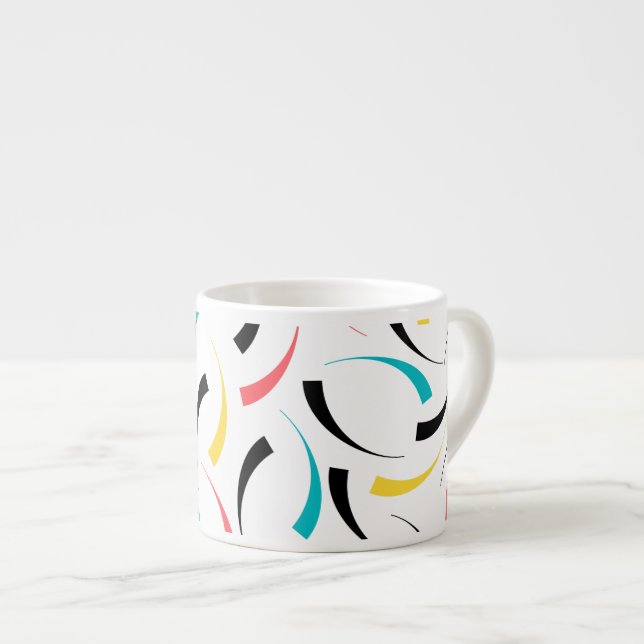 Colourful, cheerful, modern, trendy urban graphic espresso cup (Front Right)
