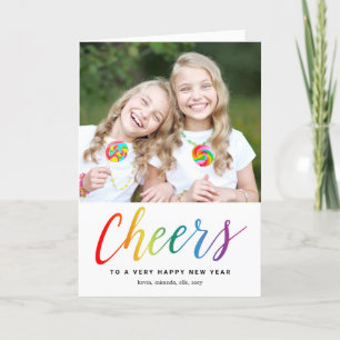 Colourful Cheers Holiday Happy New Year Photo Card