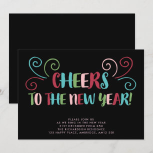 Colourful Cheers New Year's Eve Party Invitation