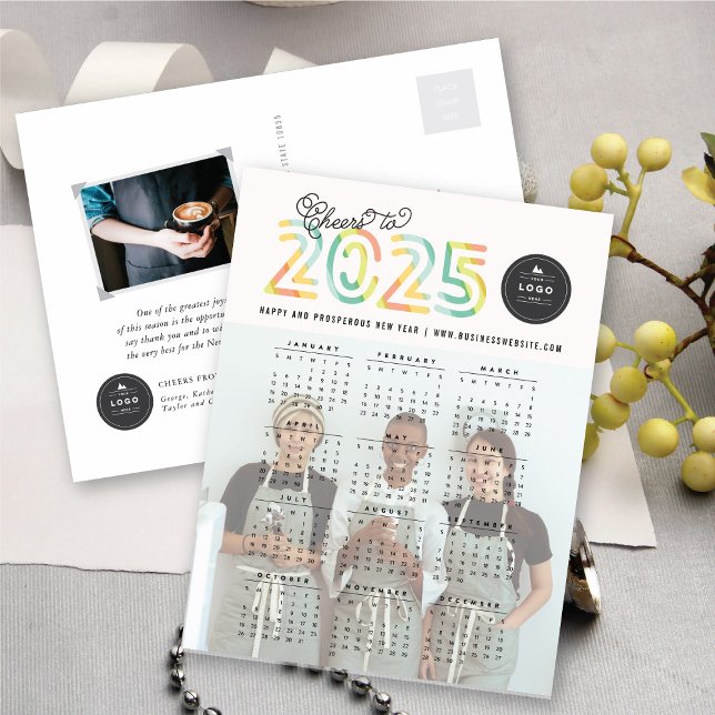 Colourful Cheers to 2025 Calendar New Year Photo Holiday Postcard (Colorful Cheers to 2025 Calendar New Year Photo Holiday Postcard @ fat_fa_tin)