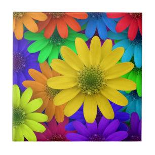 Colourful, Cheery, Summery Daisies Tile