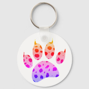 Colourful Cheetah Paw Print Keychain