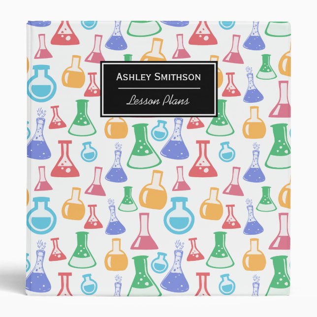Colourful Chemistry Flasks Pattern Binder (Front)