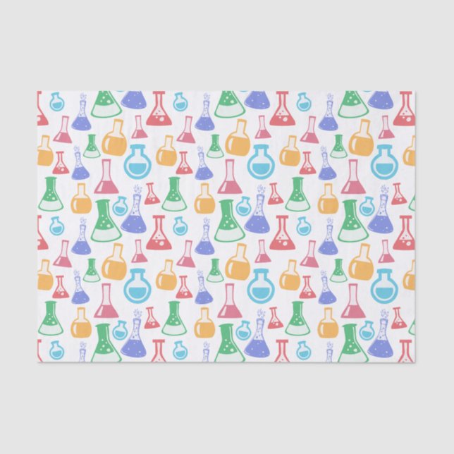 Colourful Chemistry Flasks Pattern Tissue Paper (Front)