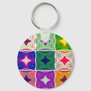 Colourful Chequerboard: A Starry Design Keychain
