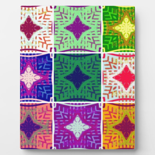 Colourful Chequerboard: A Starry Design Plaque (Front)