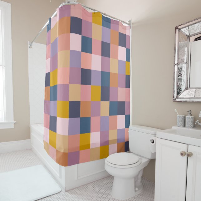 Colourful Chequerboard Geometric Earthy Purple (In Situ)