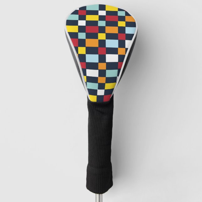 Colourful Chequerboard  Golf Head Cover (Front)