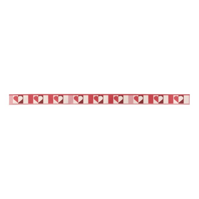 Colourful Chequerboard Heart Ribbon Satin Ribbon (Front)