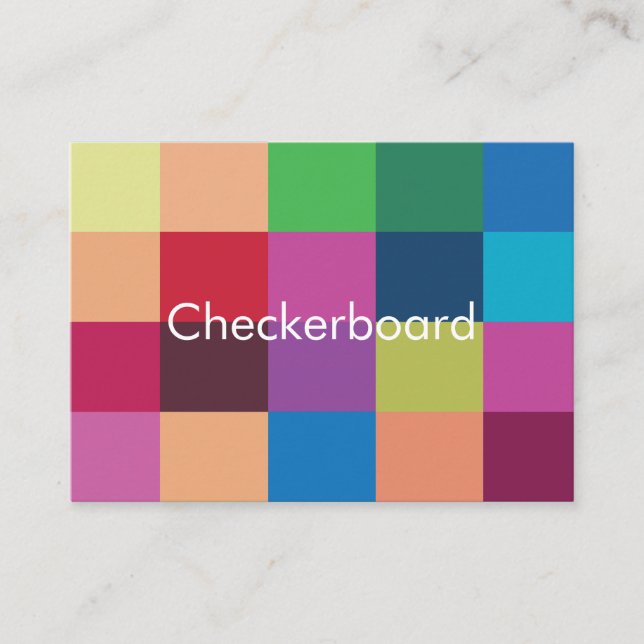 Colourful Chequerboard Pattern Business Card (Front)