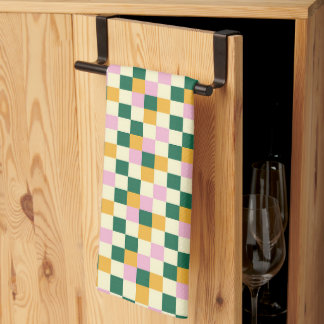 Colourful Chequerboard Pattern Kitchen Towel