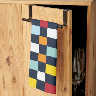 Colourful Chequerboard Pattern Kitchen Towel