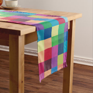 Colourful Chequerboard Pattern Short Table Runner