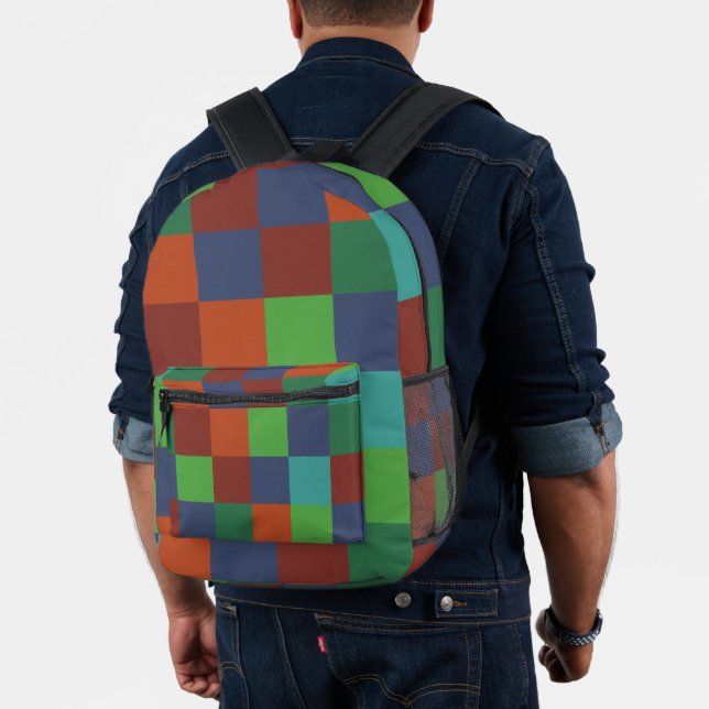 Colourful Chequerboard Printed Backpack (Insitu (Model))