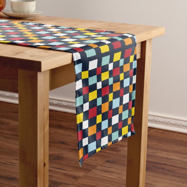 Colourful Chequerboard  Short Table Runner (In Situ)