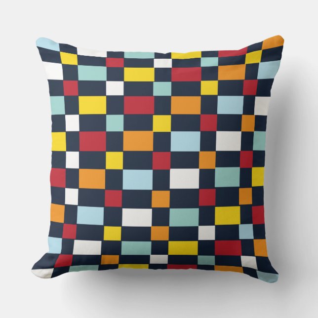 Colourful Chequerboard  Throw Pillow (Front)