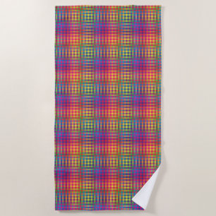Colourful Chequered Abstract Pattern Beach Towel