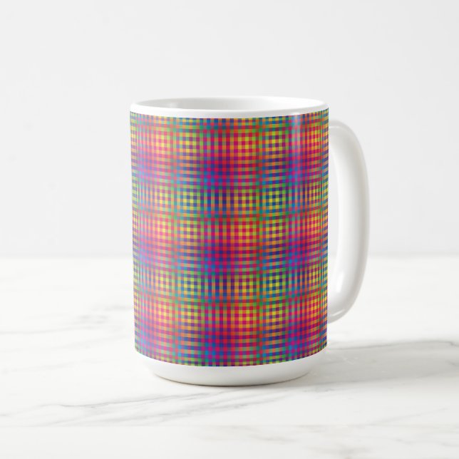 Colourful Chequered Abstract Pattern Coffee Mug (Front Right)
