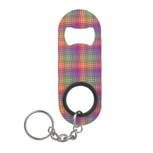 Colourful Chequered Abstract Pattern Keychain Bottle Opener