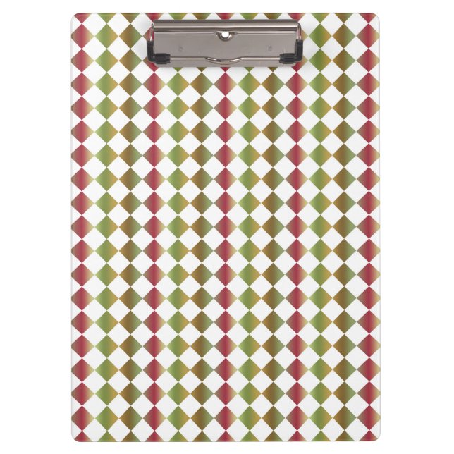 Colourful Chequered Diamond Pattern Clipboard (Front)