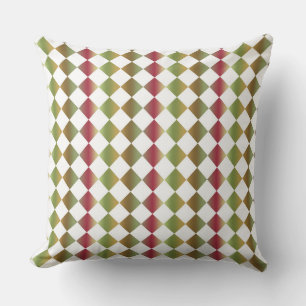 Colourful Chequered Diamond Pattern  Throw Pillow