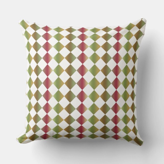 Colourful Chequered Diamond Pattern  Throw Pillow (Front)