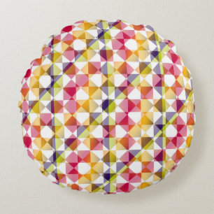 Colourful Chequered Diamond Plaid Pattern Round Pillow