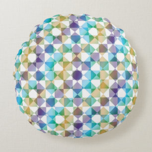 Colourful Chequered Diamond Plaid Pattern Round Pillow