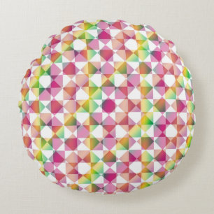 Colourful Chequered Diamond Plaid Pattern Round Pillow