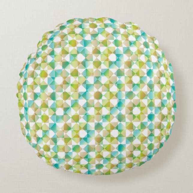 Colourful Chequered Diamond Plaid Pattern Round Pillow (Front)
