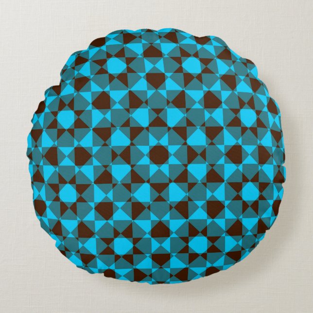 Colourful Chequered Diamond Plaid Pattern Round Pillow (Front)