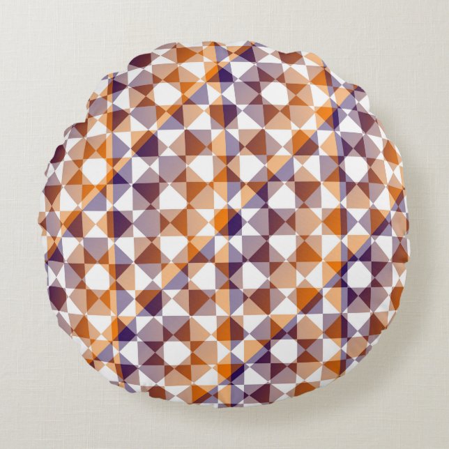 Colourful Chequered Diamond Plaid Pattern Round Pillow (Front)