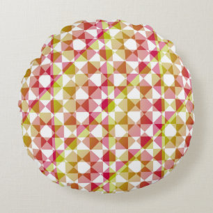 Colourful Chequered Diamond Plaid Pattern Round Pillow