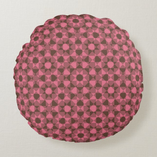Colourful Chequered Diamond Plaid Pattern Round Pillow (Front)
