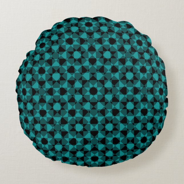 Colourful Chequered Diamond Plaid Pattern Round Pillow (Front)
