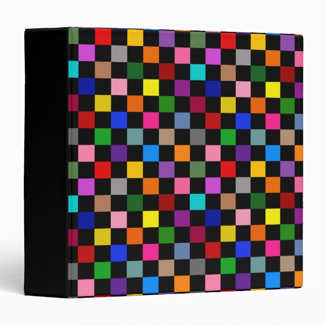 Colourful Chequered Pattern Design Black  Binder (Front/Spine)