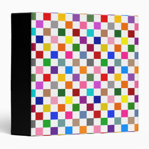 Colourful Chequered Pattern Design White Binder