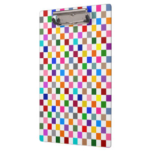 Colourful Chequered Pattern Design White Clipboard