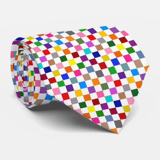 Colourful Chequered Pattern Design White Tie