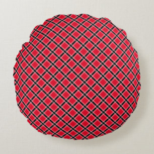 Colourful chequered pattern in an oblique cage  round pillow