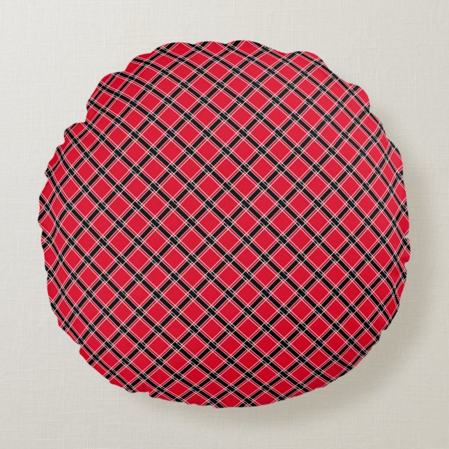 Colourful chequered pattern in an oblique cage  round pillow (Front)