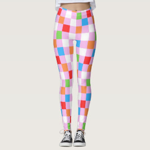 Colourful chequered pattern leggings