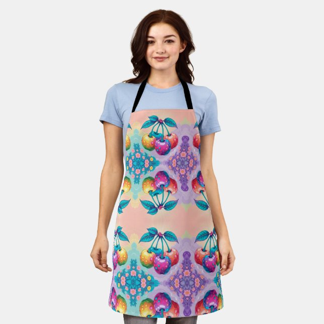 Colourful cherries apron (Worn)